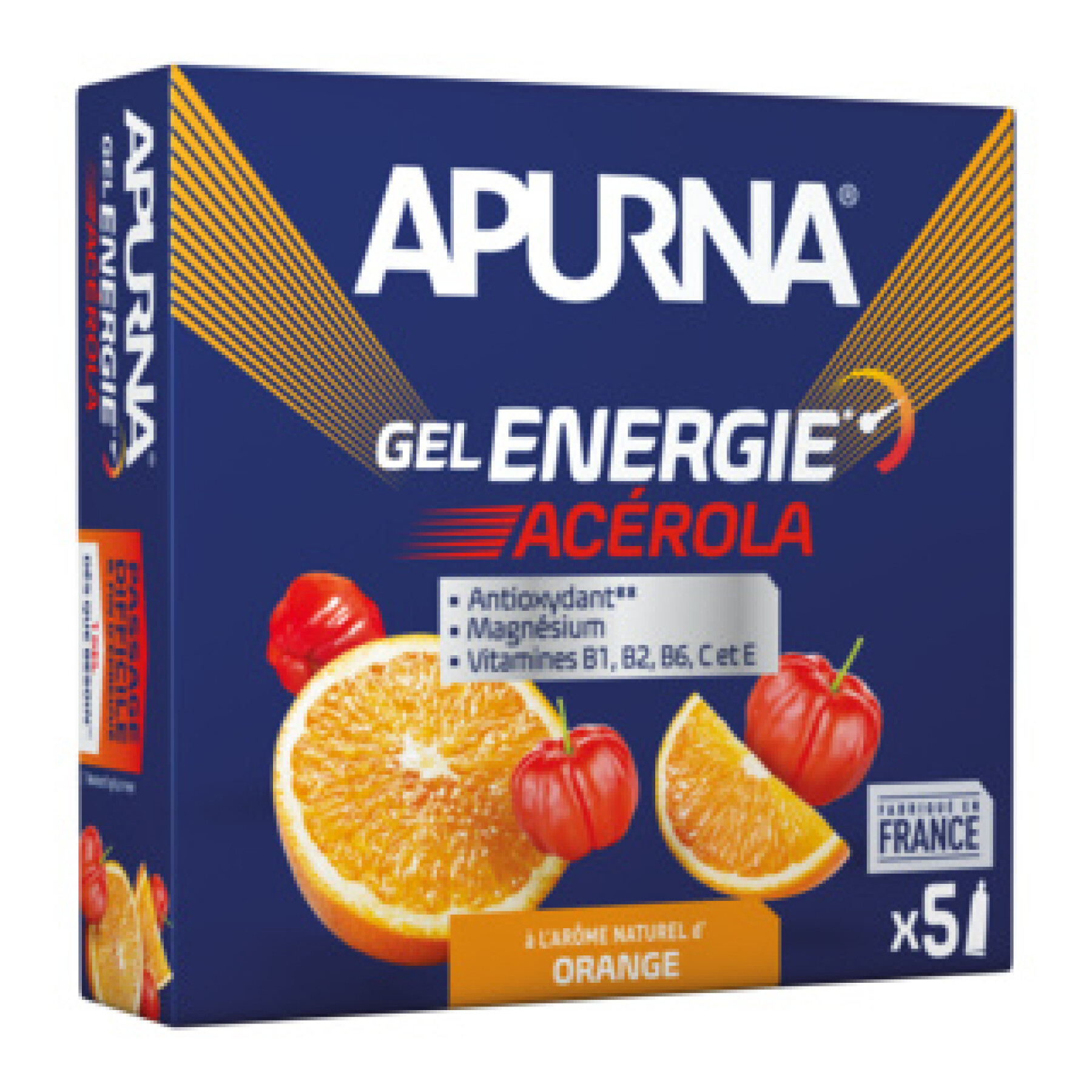 5er Pack Energiegele Acerola Orange Schwierige Passage, davon 1 Gel gratis Apurna
