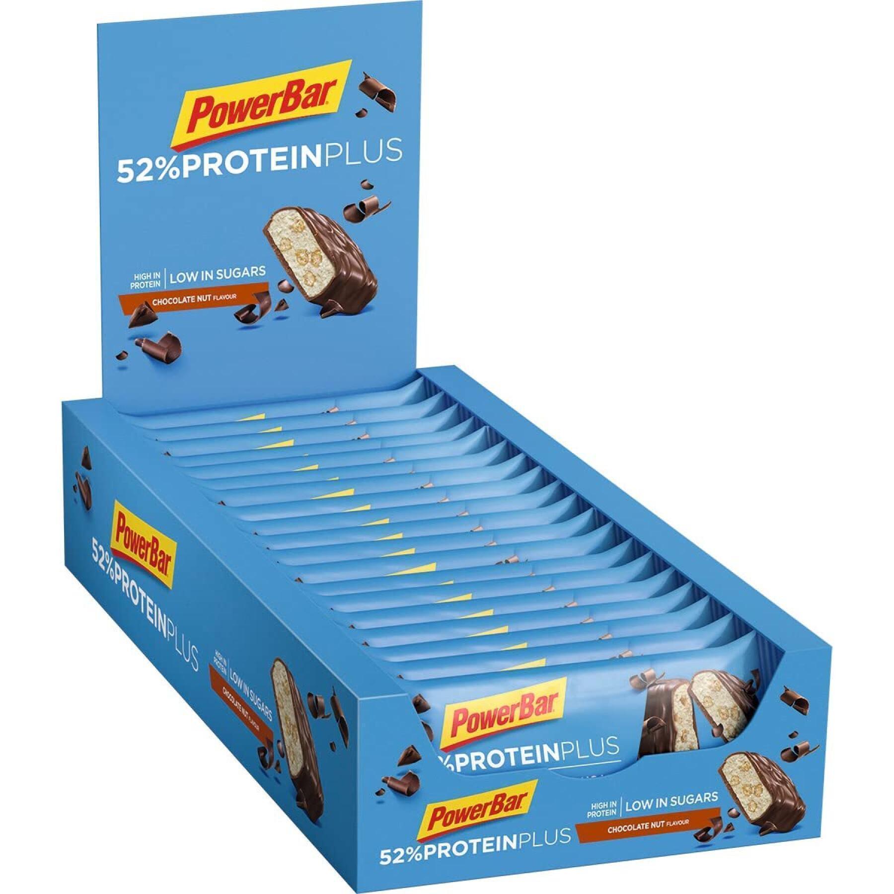 Packung mit 20 Riegeln PowerBar 52% ProteinPlus Low Sugar Chocolate Nut