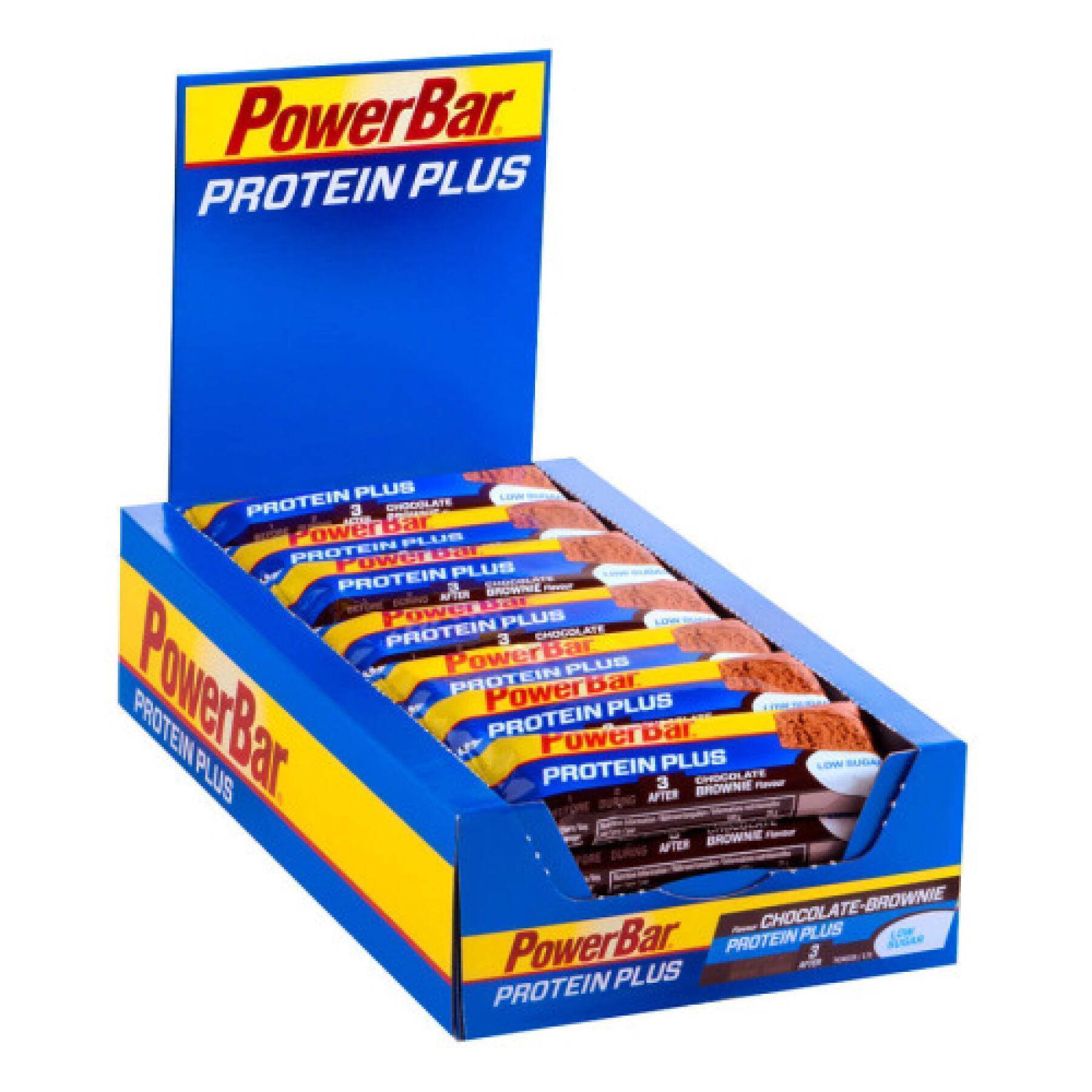 Packung mit 30 Riegeln PowerBar Protein Plus 30 % Low Sugar - Chocolate Brownie